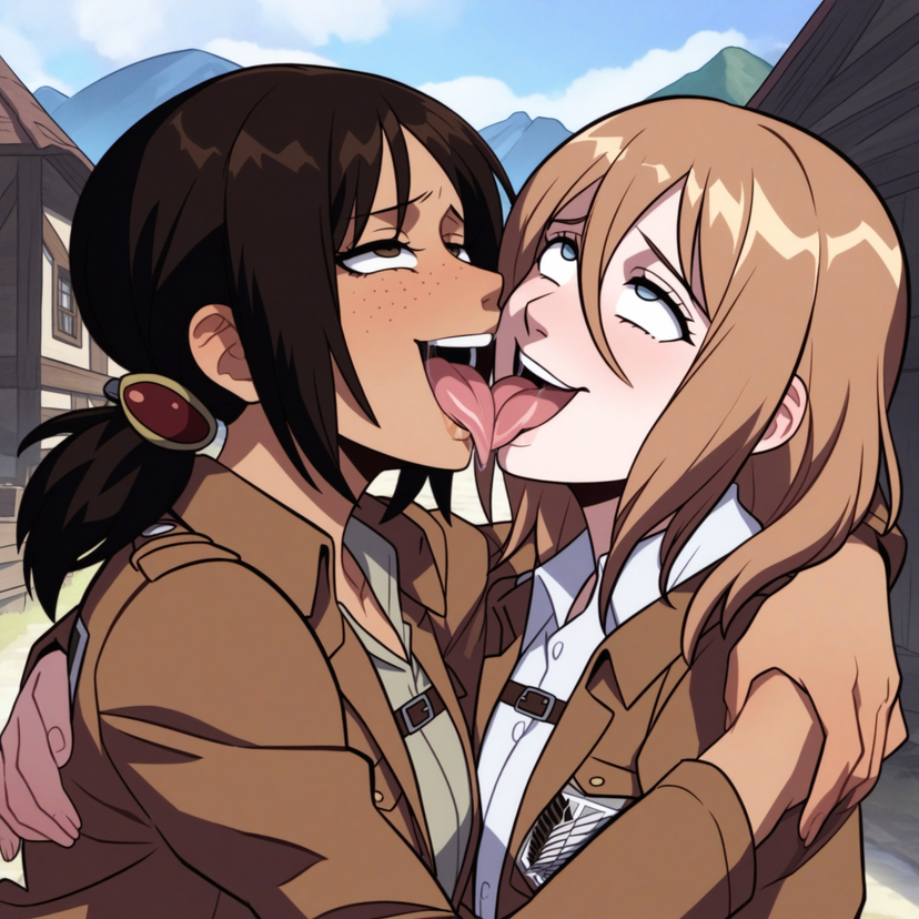 ahe_gao ai_generated attack_on_titan french_kissing historia_reiss hrista_lenz kissing powerhouserift shingeki_no_kyojin tongue_kiss tongue_touching_another's_tongue tongues_touching ymir_(shingeki_no_kyojin) yuri