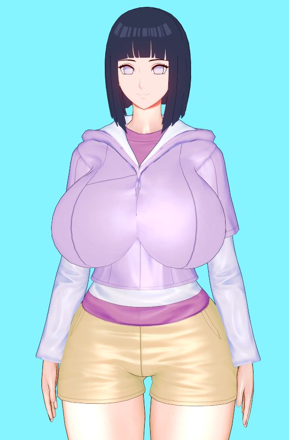 1girls, big breasts, black hair, boruto: naruto next generations, breasts, female, hyuuga hinata, large breasts, mature female, medium hair, milf, mommy, naruto, naruto (series), short hair, shorts, uzumaki hinata