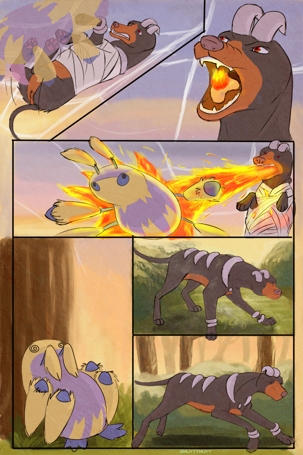 canine comic female feral fire furry galvantula houndoom insects nintendo no_humans pokemon pussy smuttymutt video_games