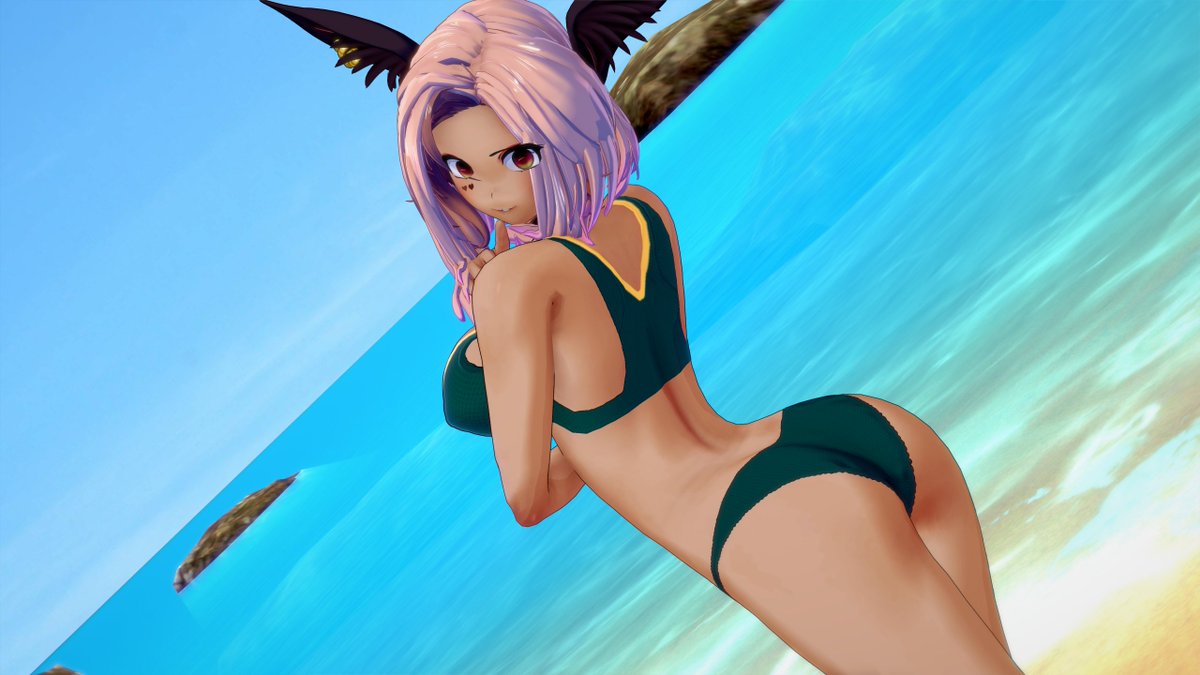 1girls ass beach bikini day daytime female indie_virtual_youtuber jungee looking_back outdoors pink_hair sea sky solo solo_female standing tagme tan-skinned tan-skinned_female trickywi virtual_youtuber