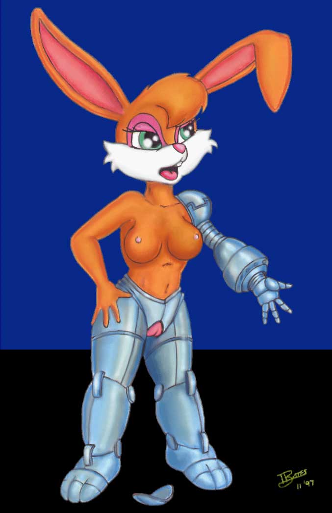 1990s 1997 20th_century anthro bounder_fox bunnie_rabbot fur furry lagomorph pussy rabbit sega sonic_(series) tom_bates