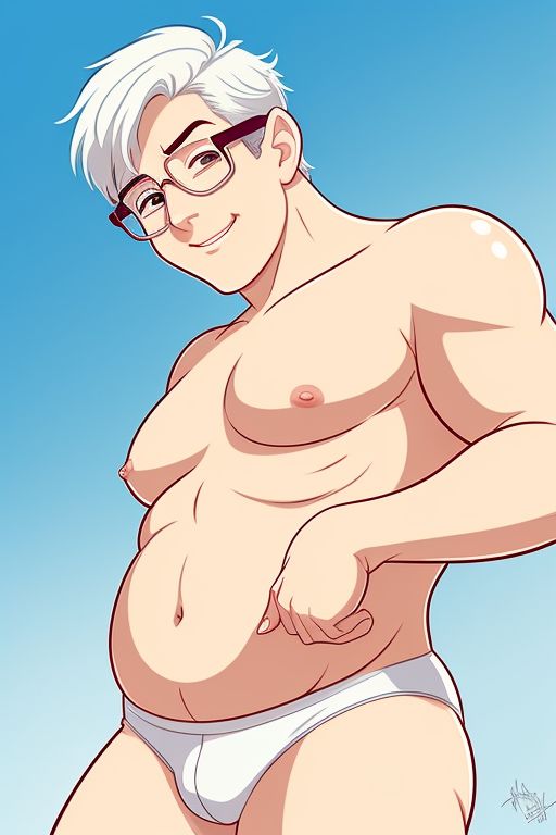 ai_generated bara bara_tits belly chubby glasses gordon_the_organist male stable_diffusion tighty_whities