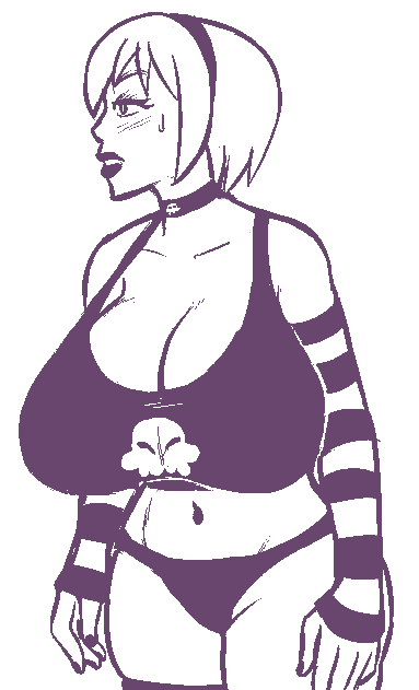 1girls big_breasts black_lipstick black_nails blush blush_lines blushing breasts cleavage collar female female_focus female_only goth goth_girl homestuck huge_breasts large_breasts lipstick midriff mindwipe ms_paint_adventures navel painted_nails panties rose_lalonde semi_clothed solo solo_female solo_focus sweat sweatdrop sweating tank_top wide_hips