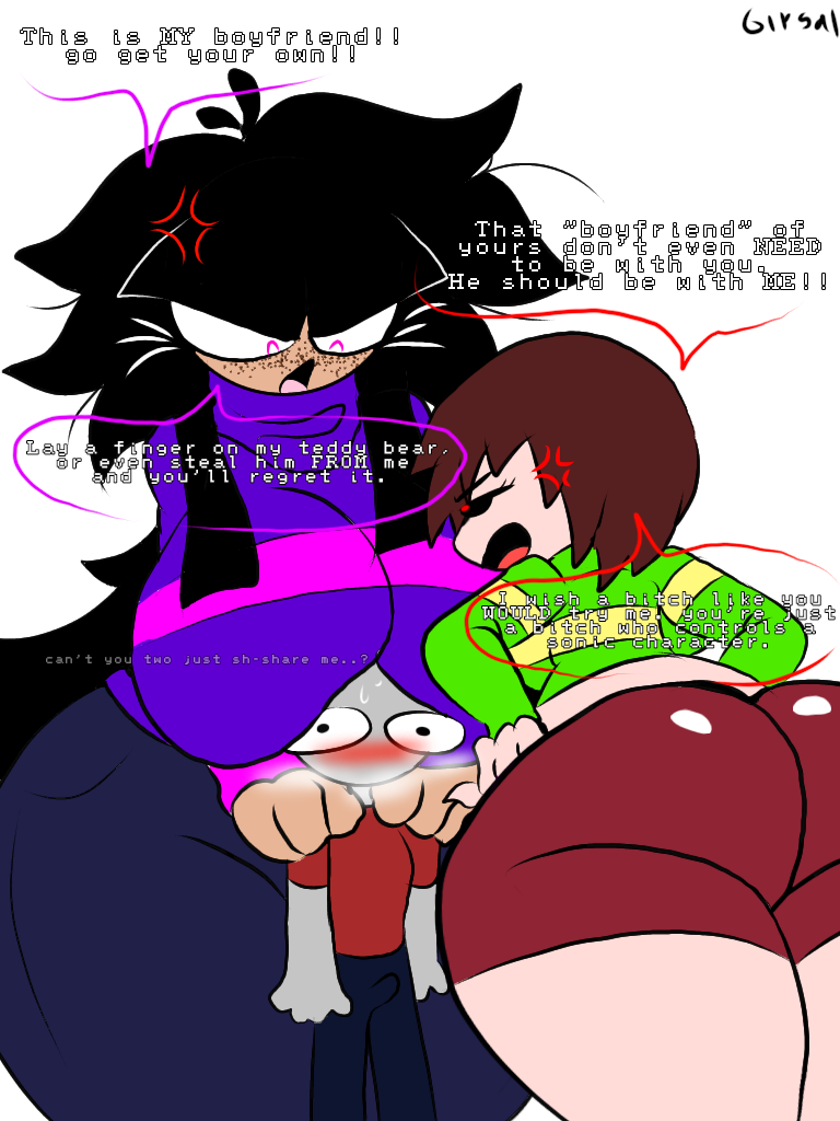 1boy 2d 2girls anon arguing chara english english_text freckles freckles_on_face giygal needlemouse_(series) sarah_henderson_(needlemouse) tagme talking text undertale undertale_(series)