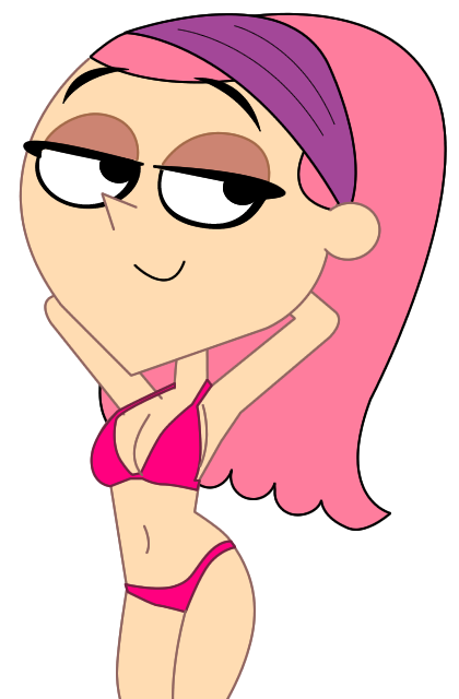 bikini black_eyes breasts ec-707 female grojband hairband looking_at_viewer pink_bikini pink_hair transparent_background trina_riffin