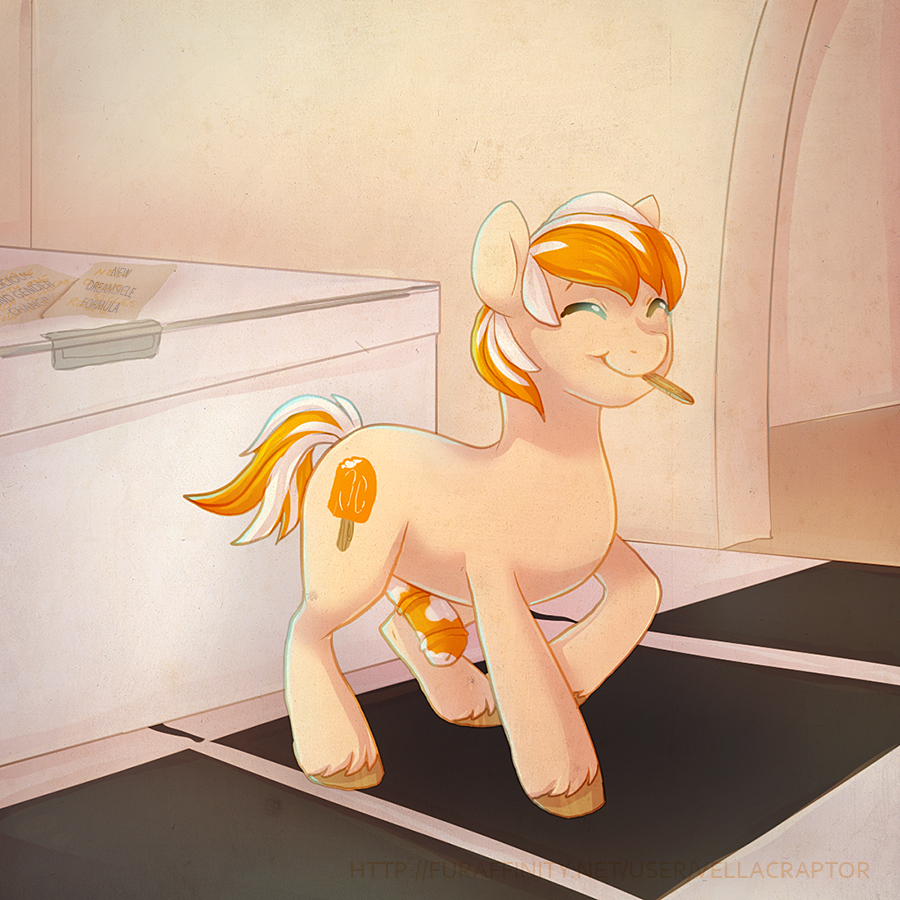 1boy cutie_mark dreamsicle_swirl freezer friendship_is_magic happy kitchen male male_only my_little_pony penis solo vella