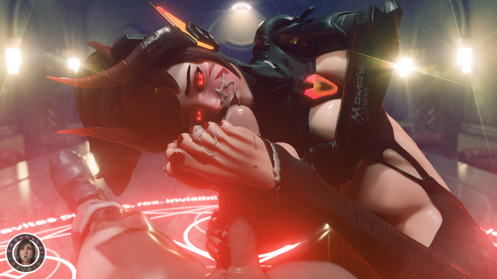 1boy, 1girls, 3d, ass, barefoot, big ass, big penis, breasts, cum, cum on face, cum on feet, cum on hand, d.va, demon, demon girl, demon horns, demoness, dust particles, feet, female, female on top, foot fetish, foot focus, footjob, gay to straight, gay with woman, handjob, image, image set, magic circle, male, medium breasts, orientation play, overwatch, overwatch 2, penis, ponytail, red eyes, red hair, red toenails, semi nude, smoke, soldier 76, tentacle, thigh sex, tied arms, tied up, toenail polish, toes, trsensualstudio, watermark