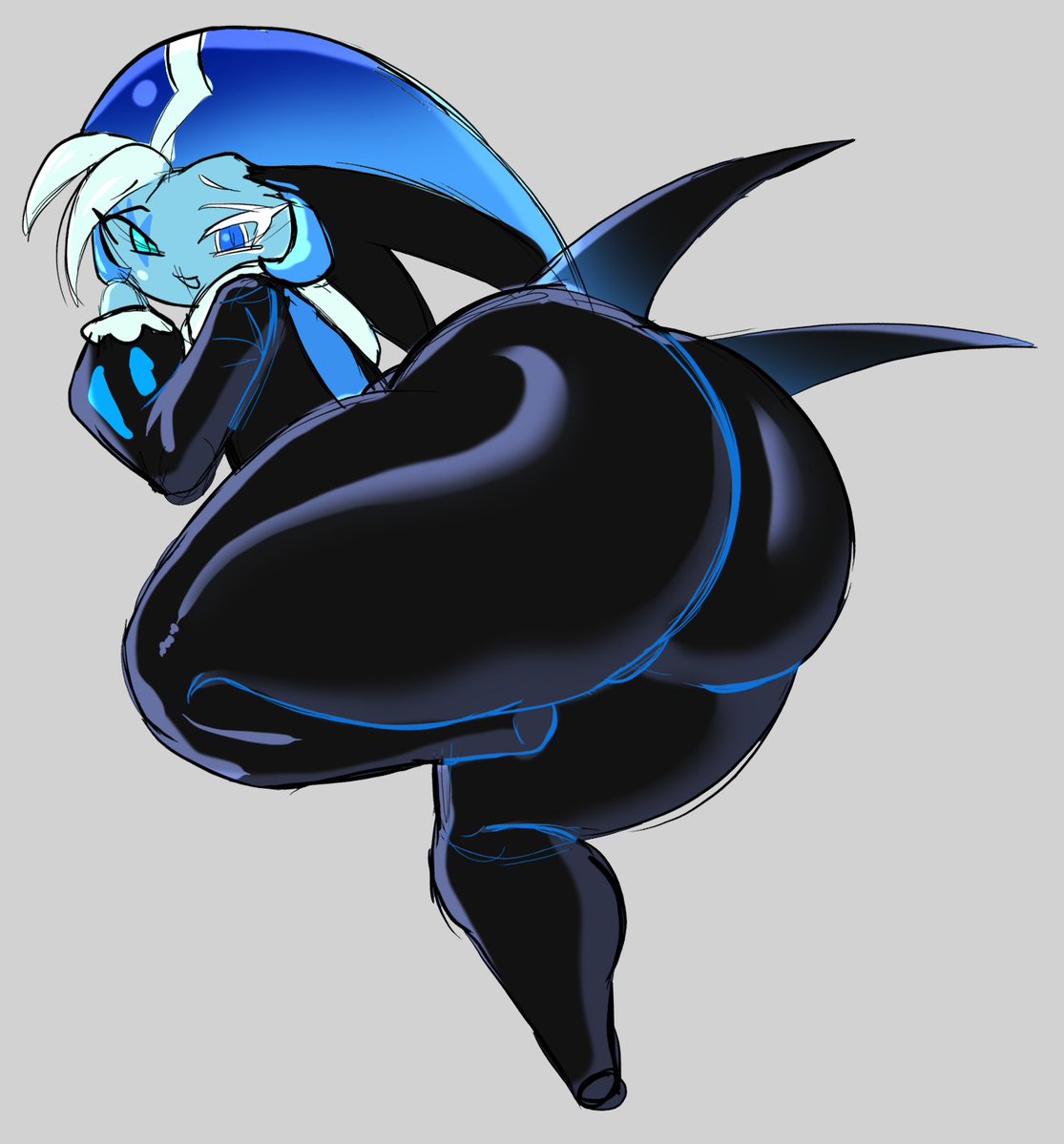 1boy ass ass_focus babyhunt4 big_ass big_butt blue_eyes blue_skin butt cookie_run cookie_run_kingdom da_ra_ra_ra fat_ass fat_butt femboy huge_ass huge_butt looking_at_viewer looking_back looking_back_at_viewer male male_only shadow_milk_cookie solo thick_ass thick_butt white_hair