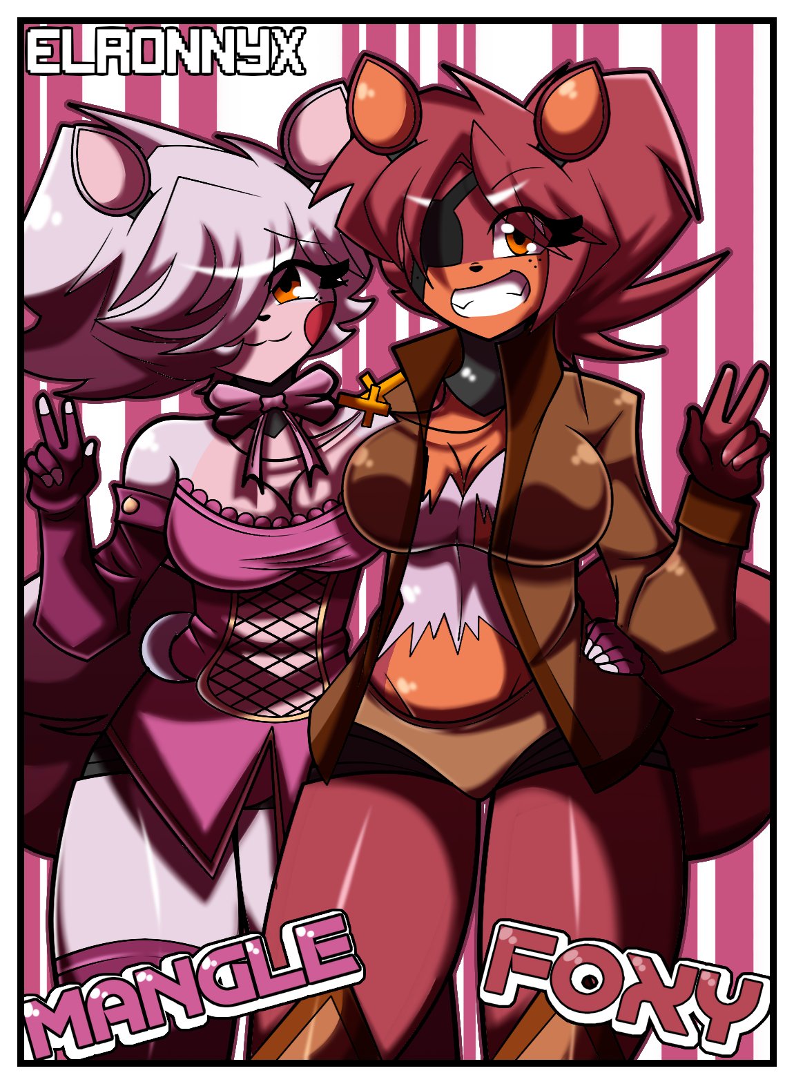 elronnyx female five_nights_at_freddy's five_nights_in_anime foxy_(fnaf) mangle_(fnaf) tagme thick_thighs