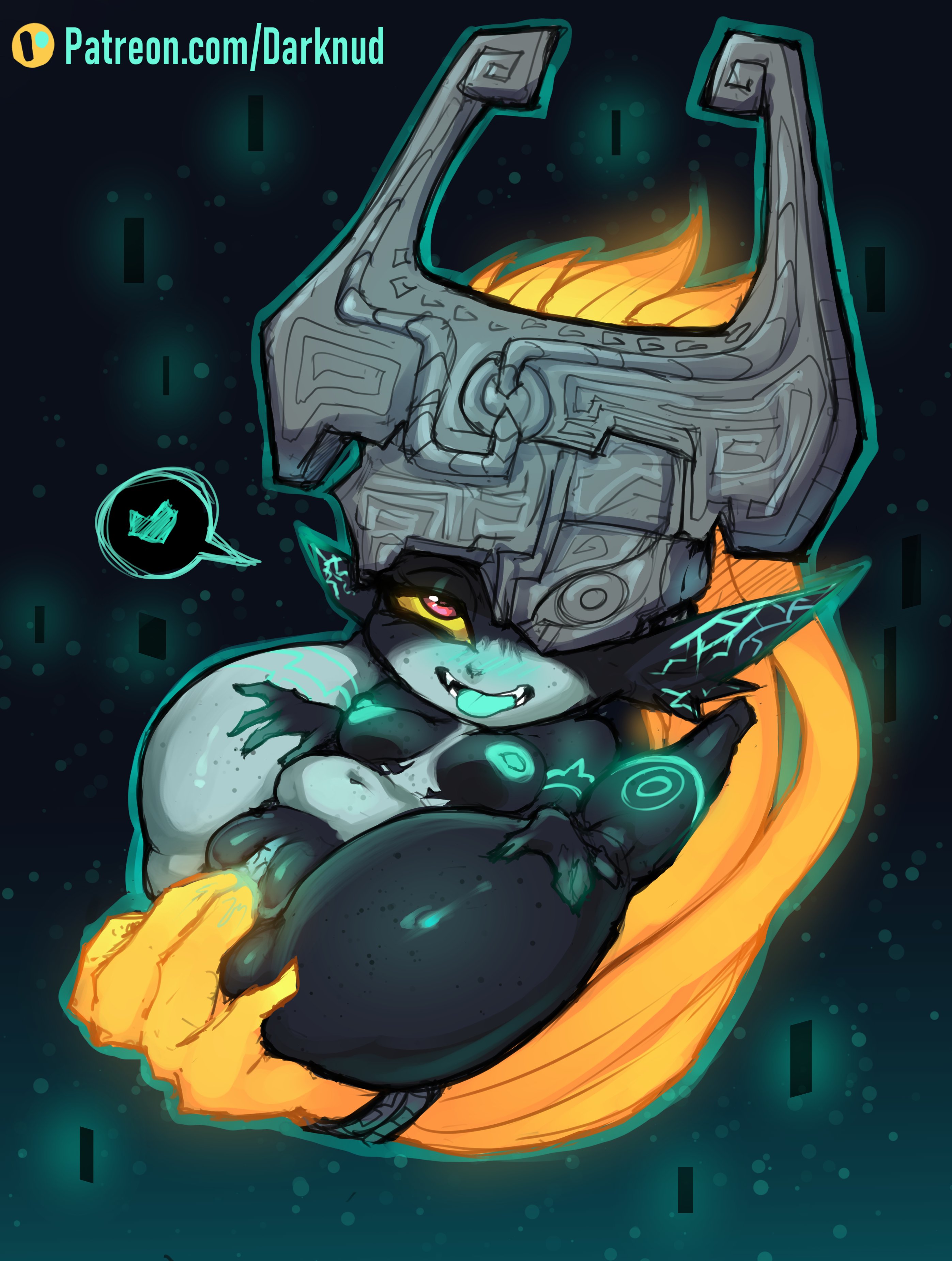 1girls, ass, big ass, big butt, darknud, female, fingering, imp, imp midna, looking at viewer, masturbation, midna, nintendo, nipples, pussy, shortstack, spread legs, the legend of zelda, thick ass, thick hips, thick thighs, twilight princess