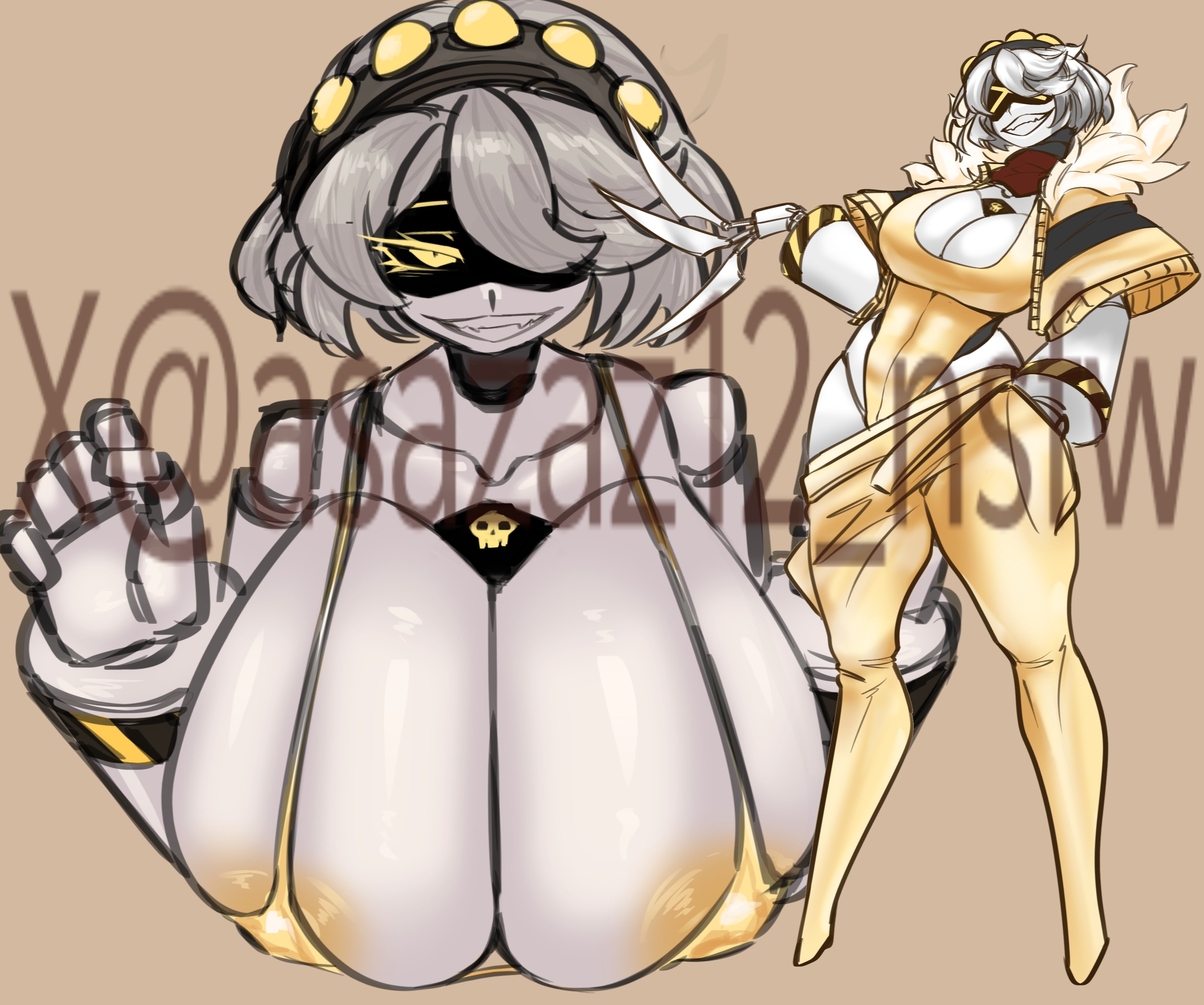 1girls, areolae, asazaz12 nsfw (artist), big breasts, female, female only, glitch productions, murder drones, v (murder drones)