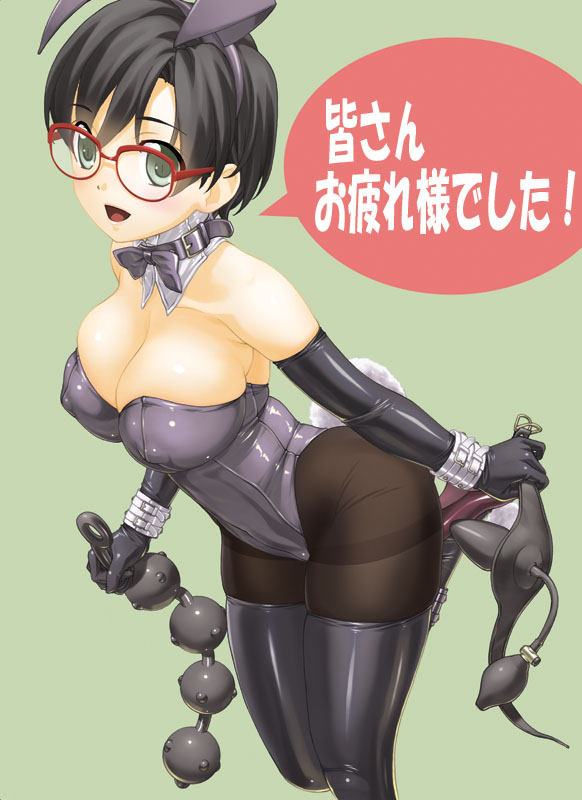 anal anal_beads blush brown_eyes brown_hair buttplug choker corset elbow_gloves huge_anal_beads inflatable_buttplug inflatable_insertable inflatable_sex_toy large_insertion latex latex_gloves latex_thighhighs sakurajima_saromako shaking short_hair smile spiked_anal_beads thighhighs tied_hair tongue twintails