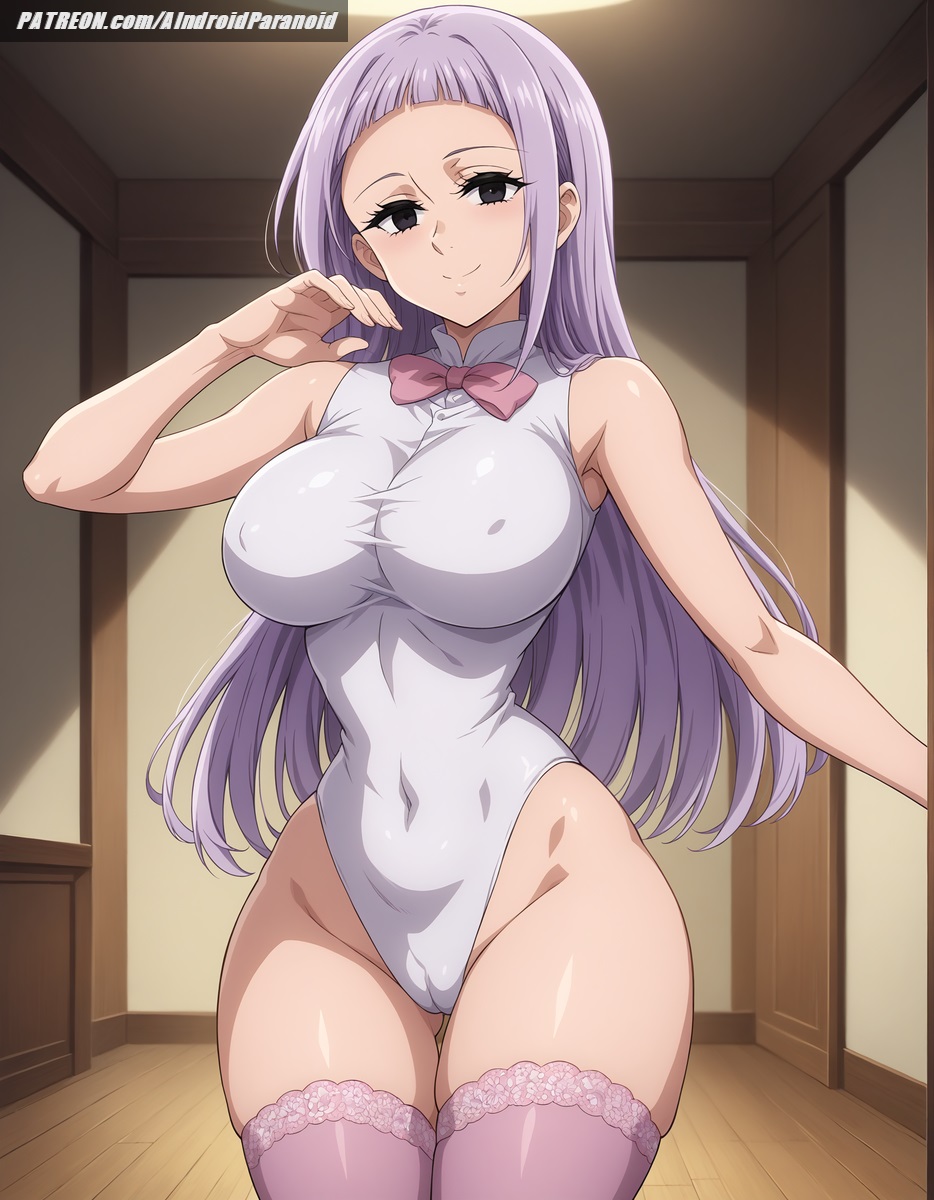 ai_generated aindroidparanoid bedroom black_eyes cameltoe curvy indoors leotard long_hair melascula nanatsu_no_taizai nipples purple_hair ribbon seven_deadly_sins stable_diffusion straight_hair the_seven_deadly_sins tight_clothing voluptuous