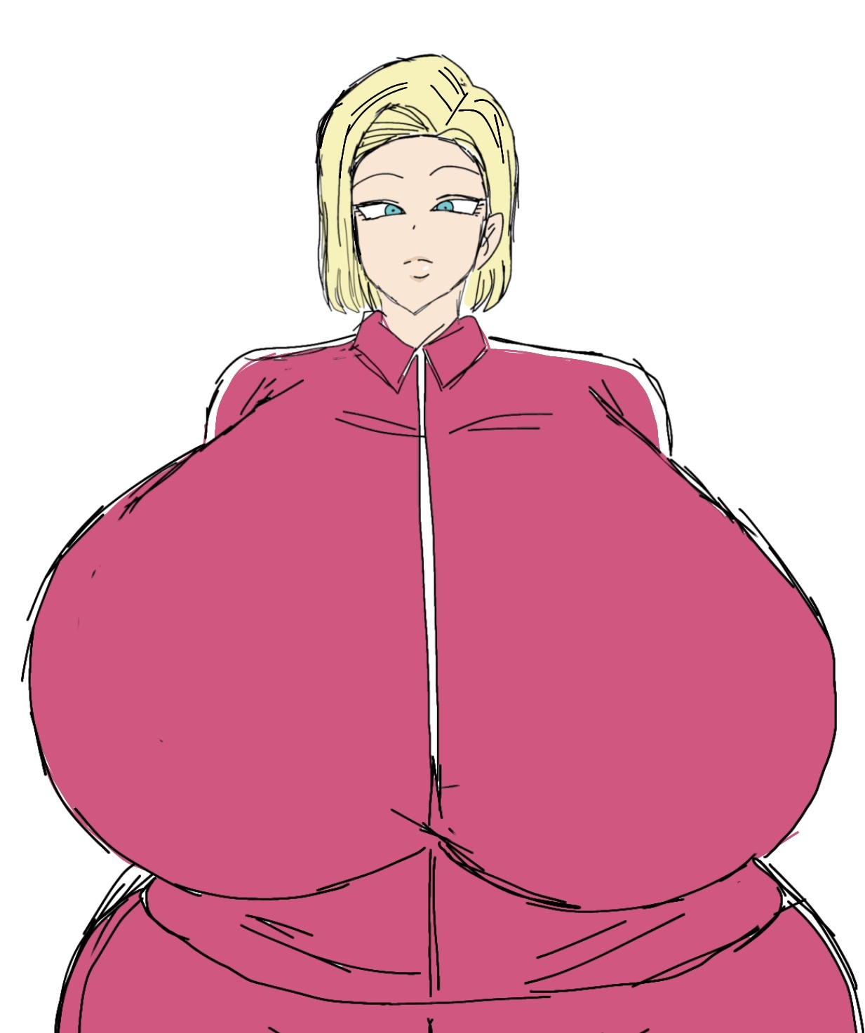 1girls, alternate breast size, alternate version available, android 18, ass, big breasts, blonde, blonde female, blonde hair, blonde-haired female, blue eyes, blue-eyed female, breasts, cameltoe, cleavage, curvy, dragon ball, erect nipples, female, female only, gigantic breasts, huge areolae, huge ass, huge breasts, large breasts, momiji (artist), nipples, puffy nipples, pussy, short hair, short-haired female, sketch, solo, thick lips, voluptuous, wide hips, yellow hair