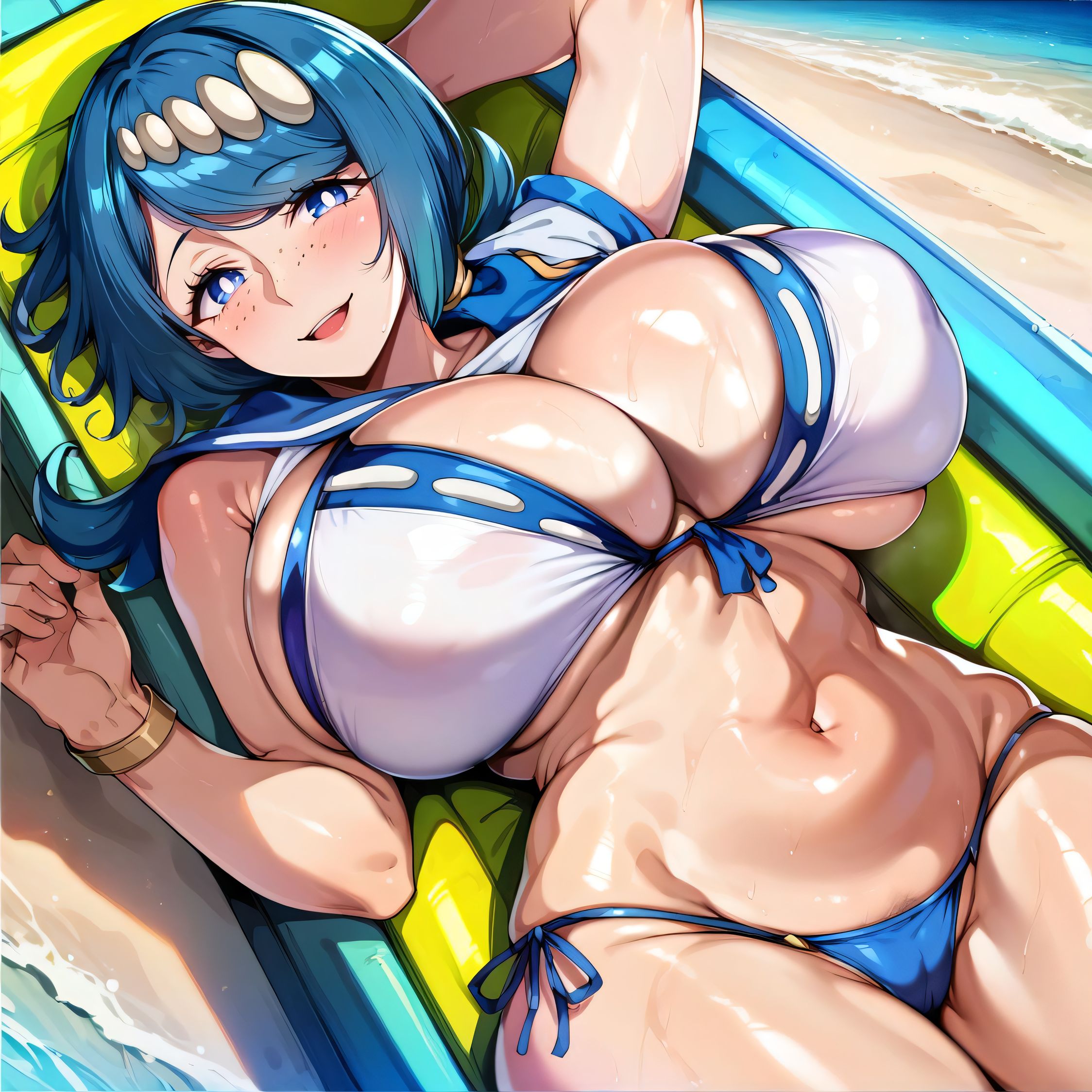 1girls, ai generated, alternate breast size, big breasts, bikini, breasts, busty, curvaceous, curvy, curvy body, curvy female, curvy figure, female, huge breasts, lana's mother (pokemon), large breasts, nipples, pokemon, sweat, sweating, sweaty, sweaty body, sweaty breasts, swimsuit, thick thighs, thighs, venus body