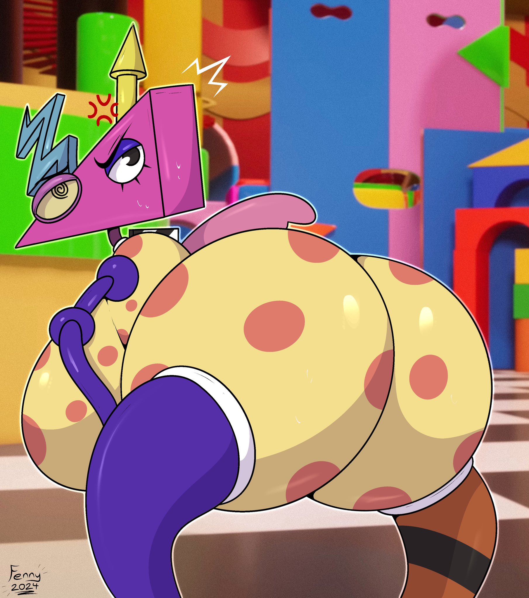 ass, ass focus, breasts, female, fennythefox, glitch productions, gooseworx, huge ass, huge breasts, looking at viewer, tagme, the amazing digital circus, zooble (the amazing digital circus)