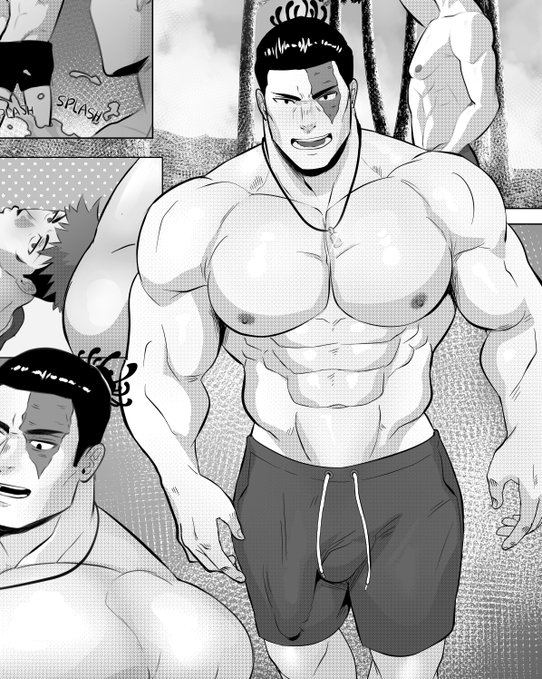 aoi_todo bara black_and_white gay jloid jujutsu_kaisen male male_only monochrome muscular muscular_male tagme