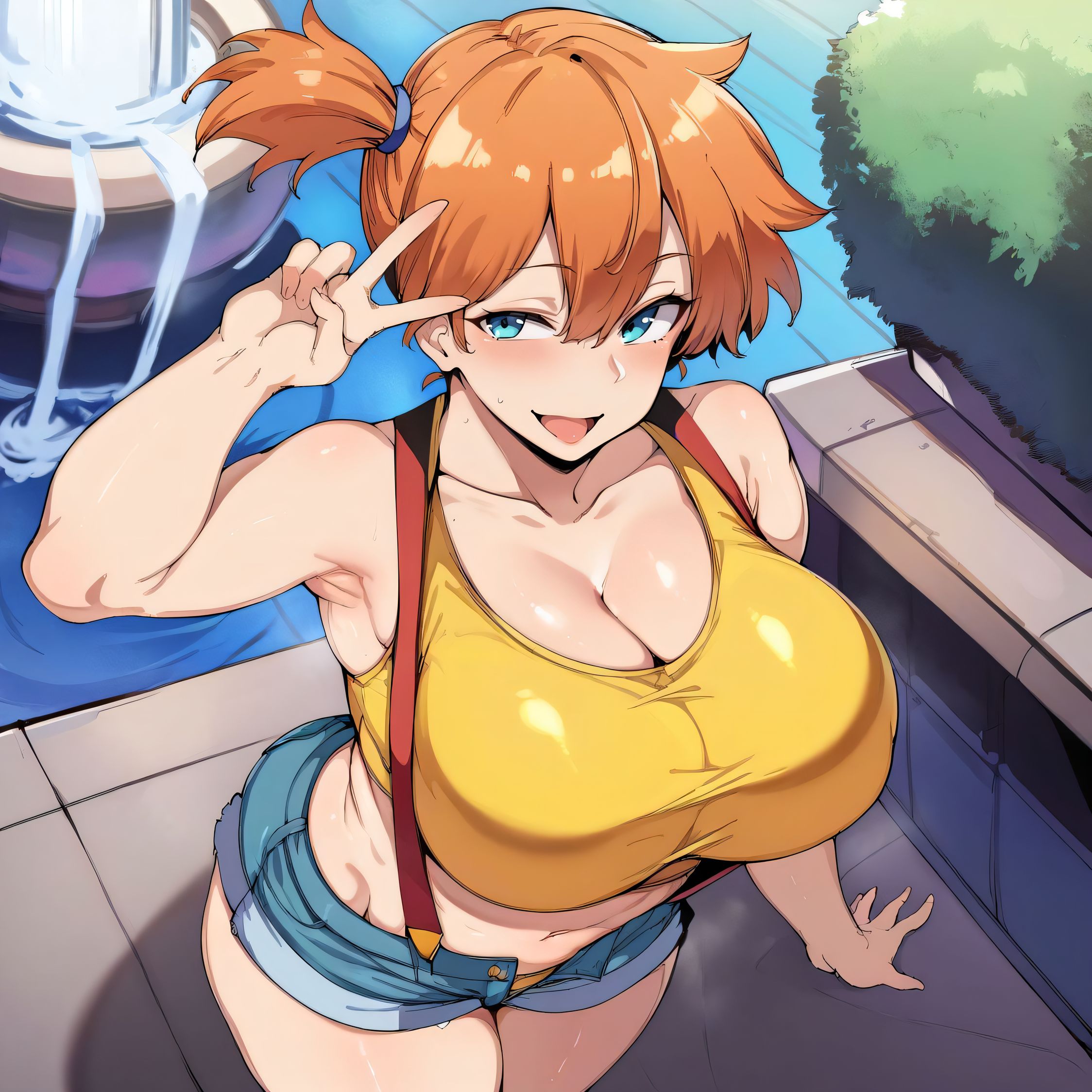 1girls, ai generated, alternate breast size, big breasts, breasts, busty, castle12, curvaceous, curvy, curvy body, curvy female, curvy figure, female, huge breasts, kasumi (pokemon), large breasts, nipples, pokemon, sweat, sweating, sweaty, sweaty body, sweaty breasts, thick thighs, thighs, venus body
