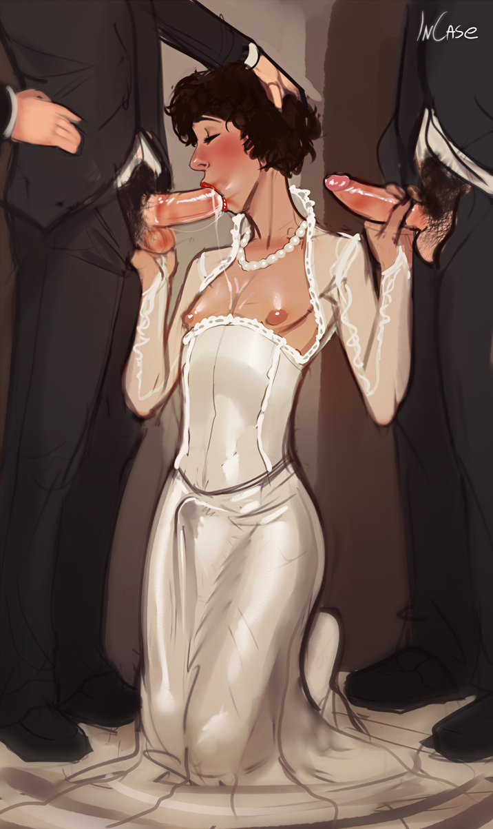 3boys, androgynous, bride, bulge, clothing, erection, fellatio, femboy, flat chested, gay, girly, group, group sex, incase, male, male bride, male only, multiple males, oral, oral sex, penis, penis under clothes, trap, trap bride, wedding dress, yaoi