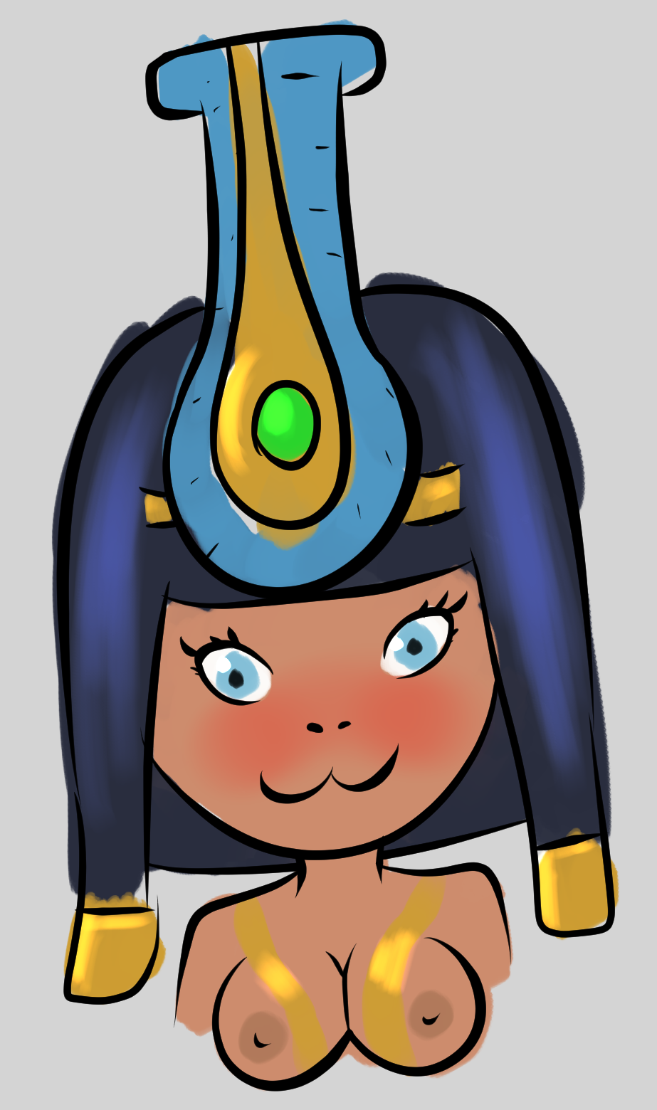 1girls :3 black_hair chibi dark-skinned_female dark_skin egyptian_mythology goddess hi-rez_studios middle_eastern_mythology mythology neith_(smite) nude shadowboxer smite solo