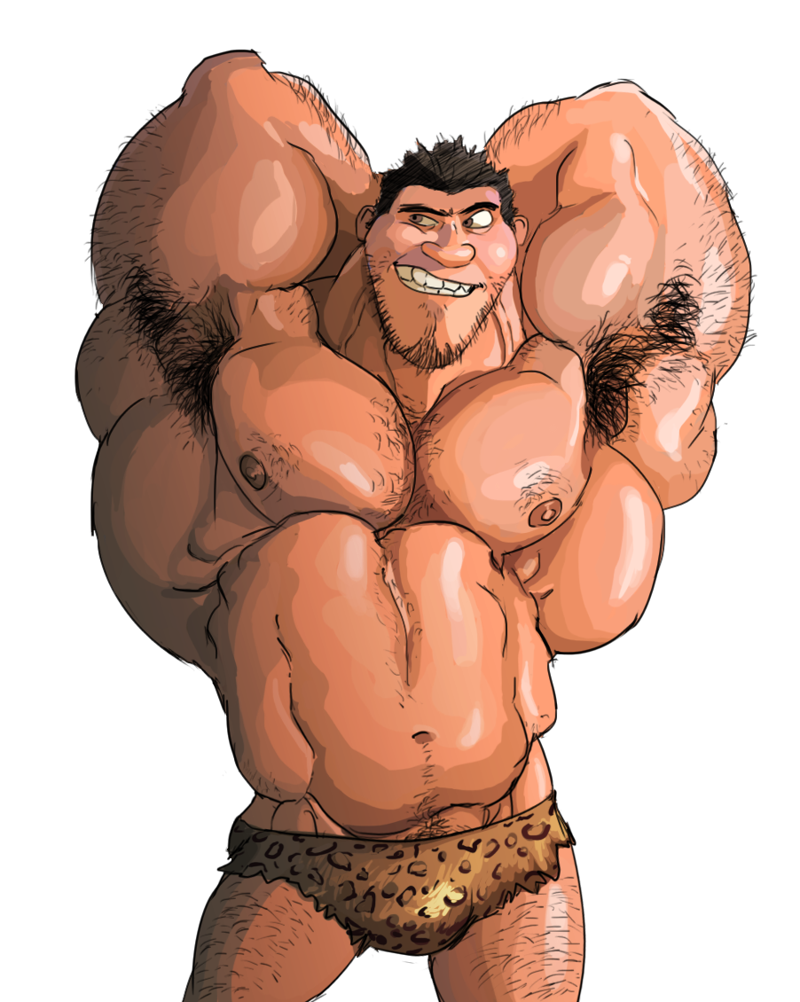 20th_century_fox 20th_century_studios armpit armpit_hair armpits balls bara big_muscles body_hair bulge dreamworks facial_hair flaccid grug_crood hands_behind_head human male male_only muscles muscular penis remert solo solo_male the_croods ugly_bastard ugly_man universal_studios