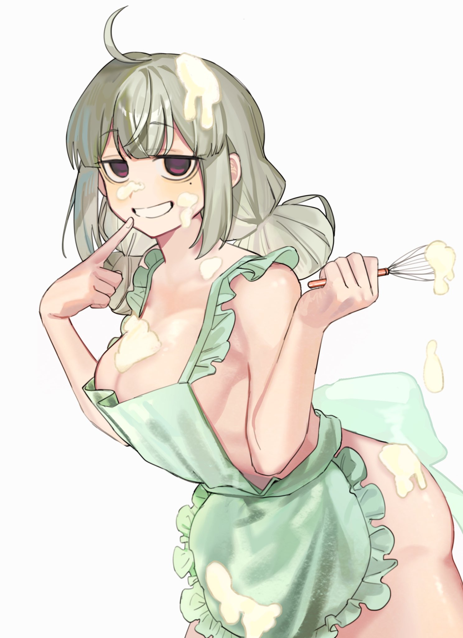 1girls, apron, araga kiwi, ass, breasts, female, mahou shoujo ni akogarete, mumei 912, nude, tagme