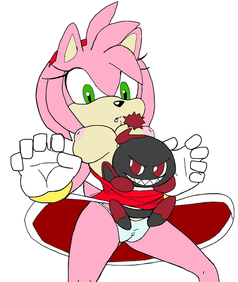 amy_rose colored dark_chao fur hedgehog monochrome pink_hair ravnic sega sonic_(series)