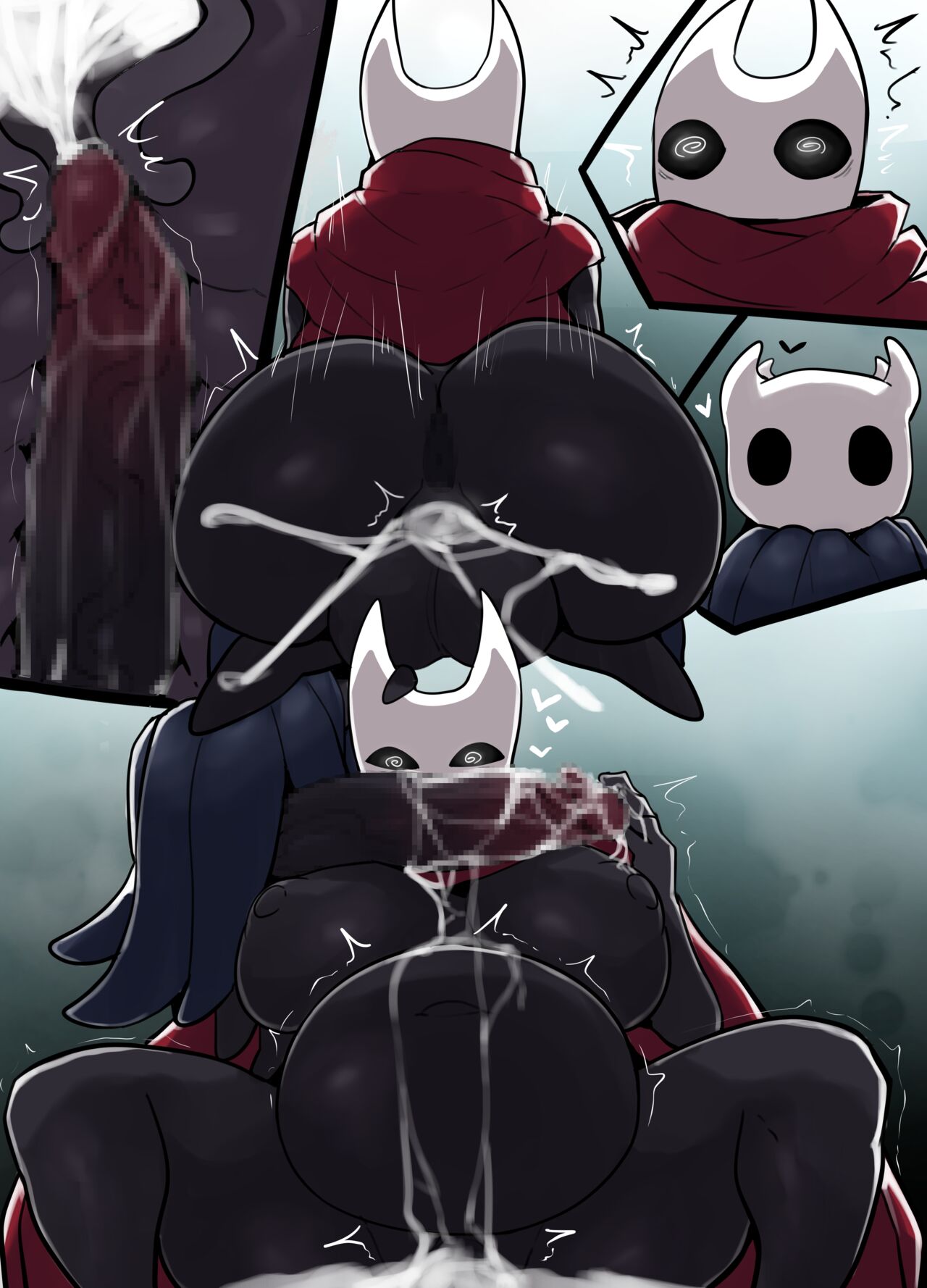 1boy 1girls big_breasts black_body breasts censored cum cum_in_pussy cum_in_uterus cum_inside cumflated_belly cumflation dizzy_eyes faceless_female female female_penetrated fucked_senseless fucked_silly heart hollow_knight hornet_(hollow_knight) horu huge_breasts huge_cock impregnation inflation large_breasts larger_female looking_at_penis male male/female male_penetrating male_penetrating_female penis_awe protagonist_(hollow_knight) sex size_difference small_but_hung smaller_male spiral_eyes swirly_eyes vaginal_penetration vessel_(species)