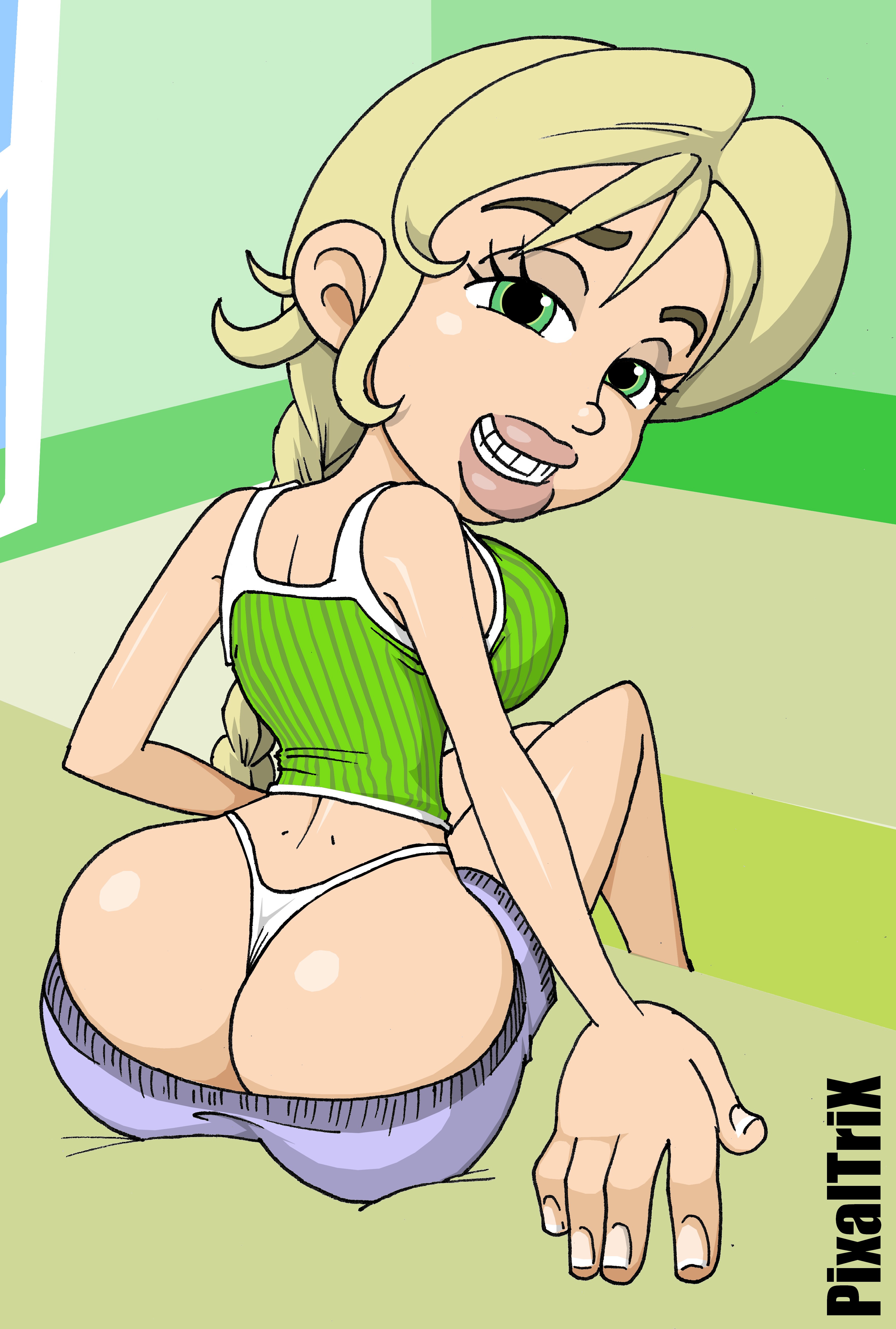 1girls, ass, ass cleavage, ass crack, butt crack, elke elkberg, female, female only, jimmy neutron boy genius, pixaltrix, solo, tagme, thong