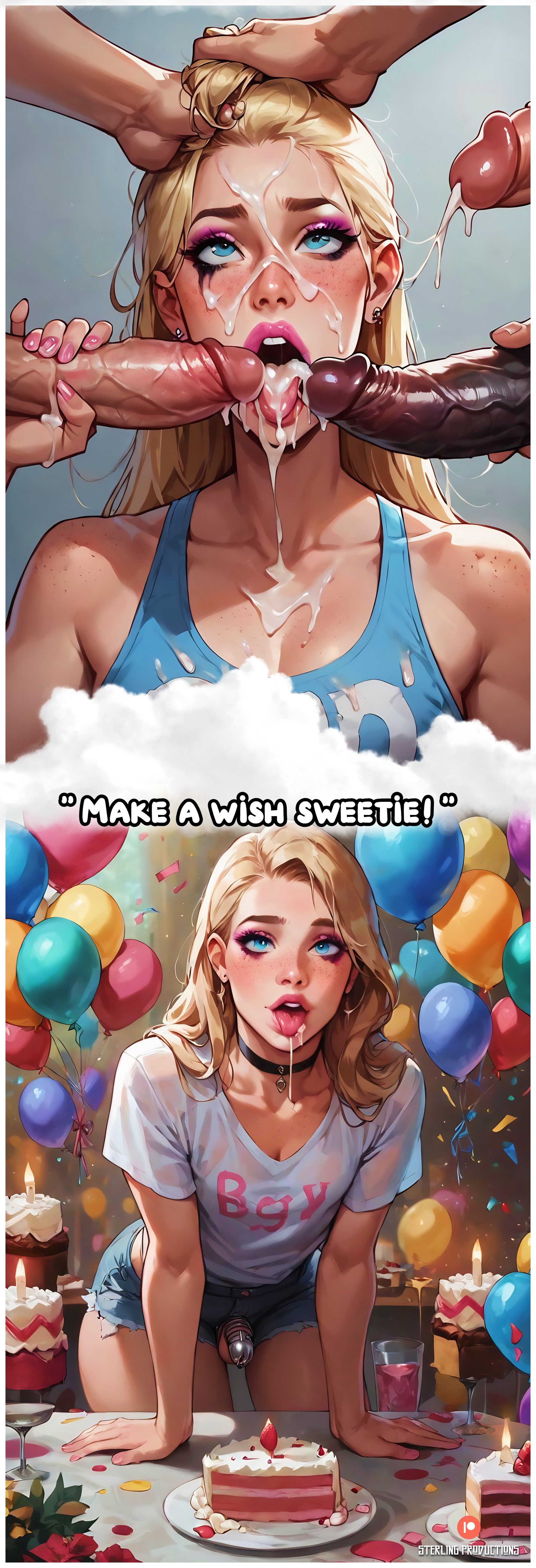 1femboy, 4boys, ai generated, anus, balls, big penis, birthday, blonde hair, blowjob, blue eyes, breasts, cake, chastity cage, chastity device, choker, cock, collar, cum, cum in mouth, cum on face, double handjob, feet, fellatio, femboy, frilly, hair grab, horny, jean shorts, leaking cum, light skin, light-skinned femboy, light-skinned male, male, male only, off shoulder, open mouth, partially clothed, penis, runny makeup, school, short shorts, shorts, sissy, skirt, skirt lift, solo focus, sterlingproductions, stockings, surrounded by penises, t-shirt, tank top, teenager, thong, tights, tongue, tongue out, trap, twintails, veiny penis, yaoi, young