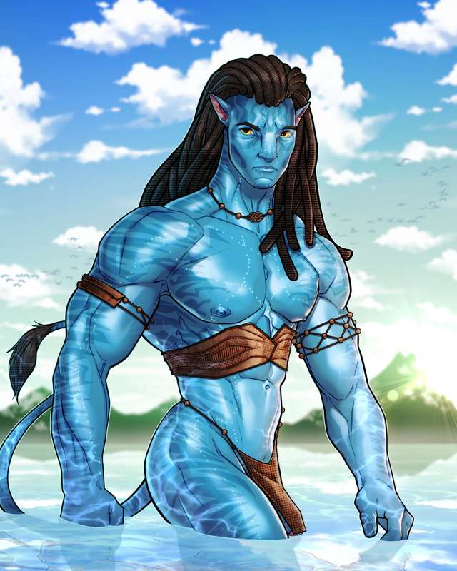 1boy alien alien_only avatar avatar:_the_way_of_water blitzturner blue_skin jake_sully loincloth long_hair male male_only na'vi non-human non-human_only