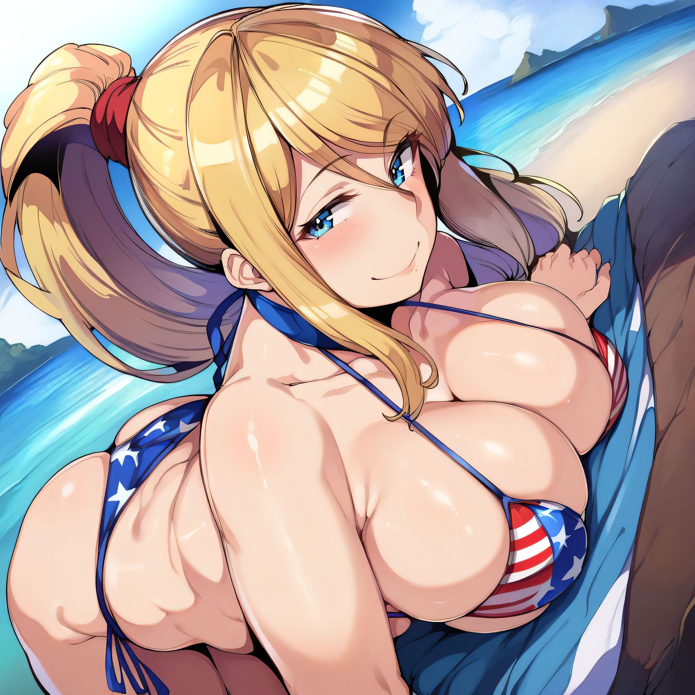 1girls, ai generated, alternate breast size, american flag bikini, big breasts, bikini, breasts, busty, castle12, curvaceous, curvy, curvy body, curvy female, curvy figure, female, huge breasts, large breasts, metroid, nipples, samus aran, snowbunny, sweat, sweating, sweaty, sweaty body, sweaty breasts, thick thighs, thighs, venus body
