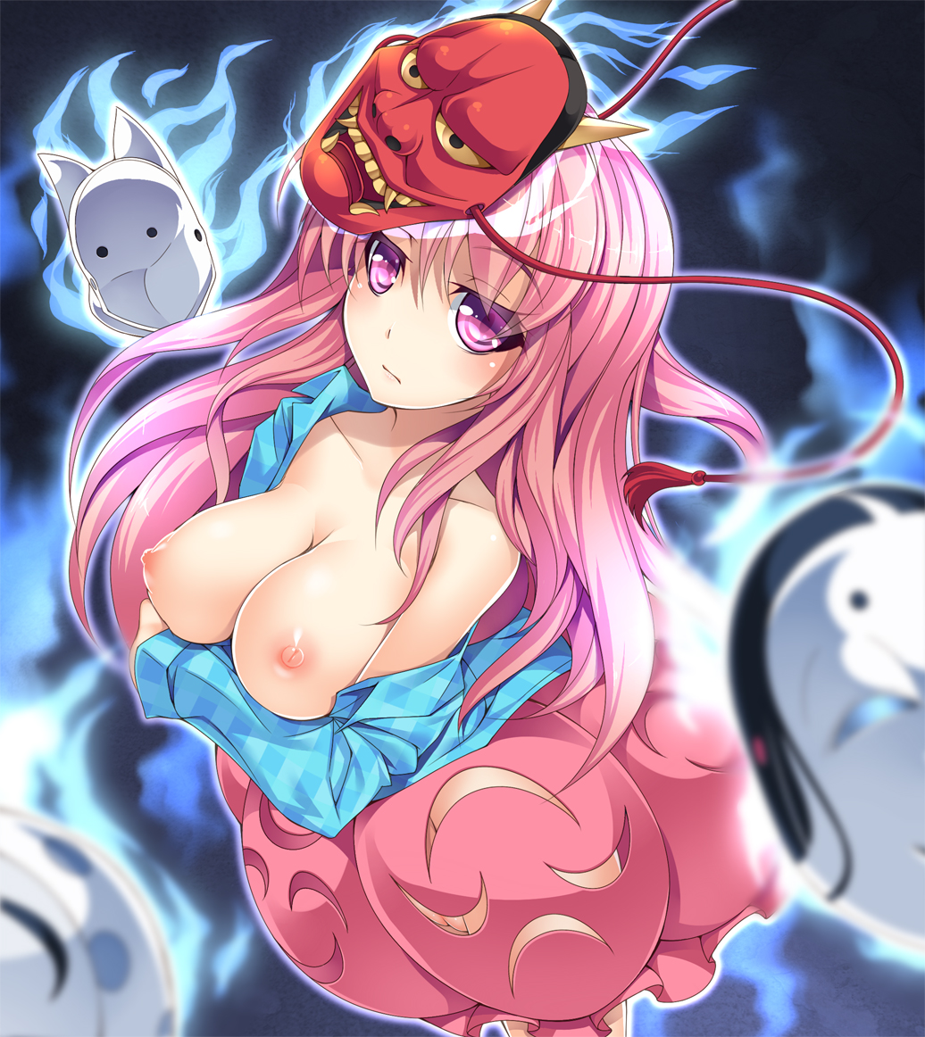 cleavage nakajou nipples pink_hair pussy uncensored