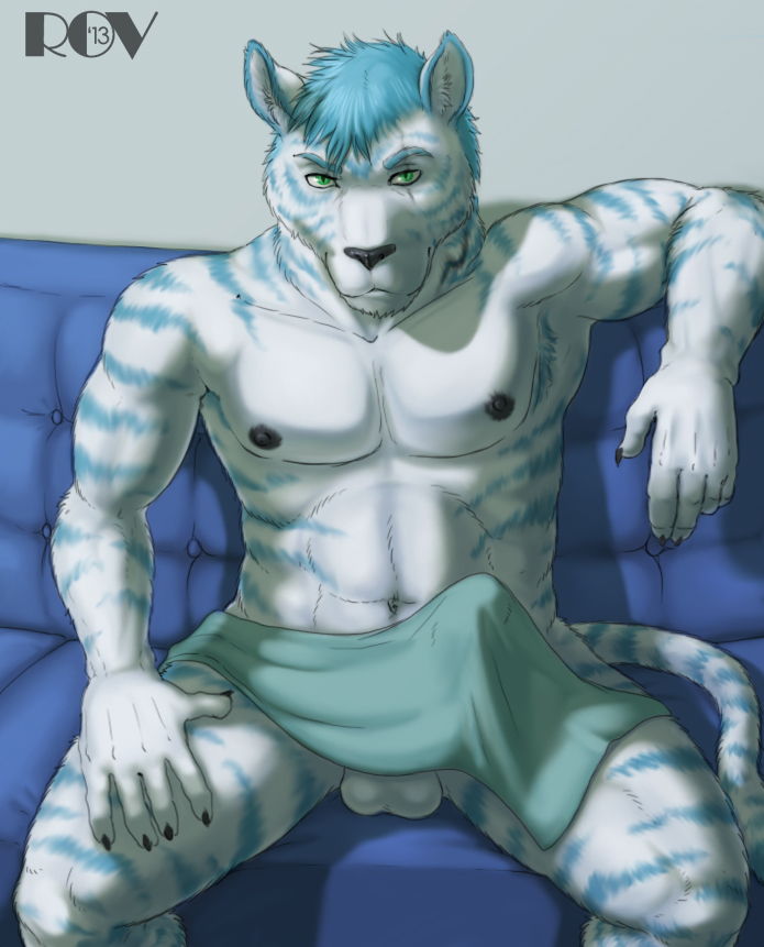 anthro balls erection feline furry male male_only no_humans nude penis pose solo storm-tiger teasing tiger