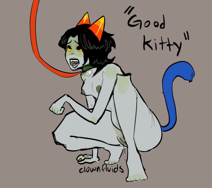 1girls cat_tail catgirl clownfluids collar female homestuck leash leash_and_collar nepeta_leijon