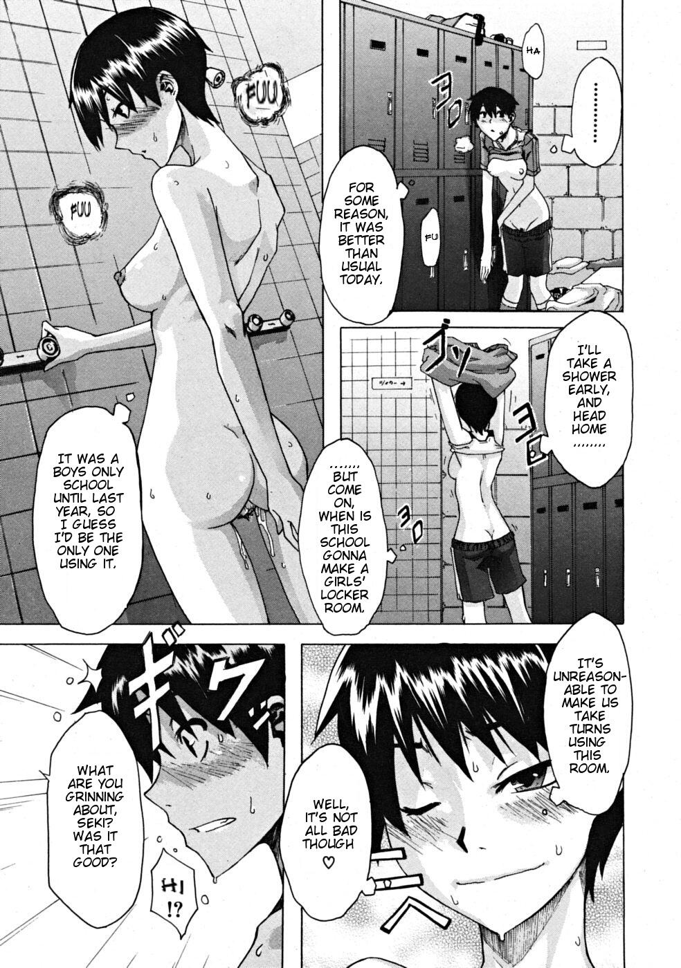 da_hootch doujinshi locker_room nude pubic_hair short_hair shower small_breasts sweat tomboy uncensored undressing