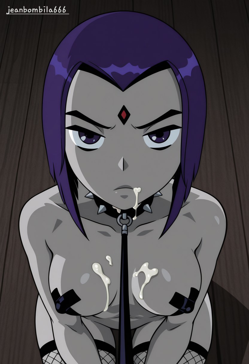 1girls, ai generated, alternate breast size, ass, blush, breasts, cartoon network, dc, dc comics, female, female only, goth, goth girl, jeanbombila666, panties, pussy, pussy juice, raven, raven (dc), small breasts, solo, teen titans, teenage girl, teenager