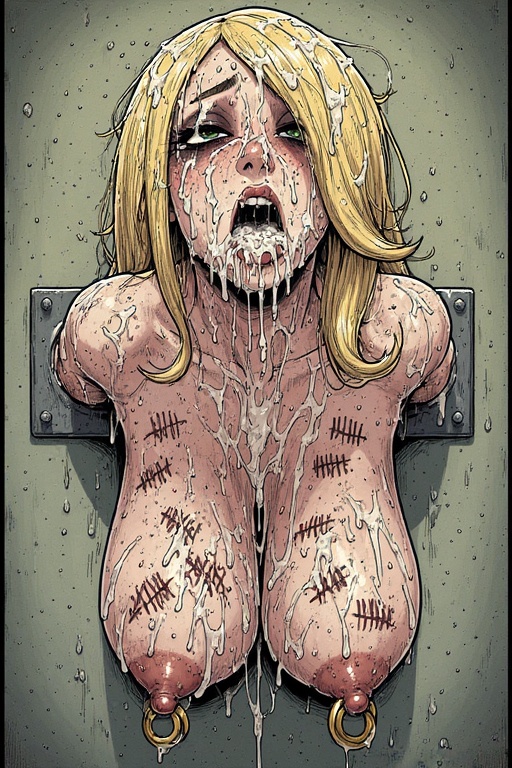 after blowbang, ai generated, big breasts, bukkake, cum everywhere, cum in mouth, cum on breasts, cum on hair, cumdump, cynthia (pokemon), dripping cum, free use, hair over one eye, messy hair, milf, nipple piercing, perchance ai, pokemon, public use, sagging breasts, sex slave, stationary restraints, stuck, tally marks, tired