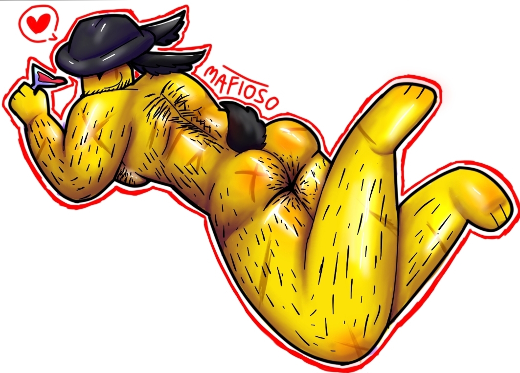blush, body hair, bunny ears, bunny tail, facial crest, fedora, forsaken (roblox), mafioso (forsaken), roblox, roblox game, robloxian, scars, self upload, stela666, tagme, wine, wine glass, yellow body, yellow skin