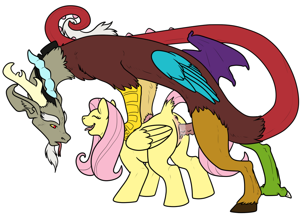 2013 alexgoneloco antler anus discord_(mlp) draconequus duo equine female feral fluttershy_(mlp) friendship_is_magic hair horn horse interspecies male my_little_pony pegasus penetration penis pink_hair plain_background pony pussy red_eyes sex straight tongue tongue_out vaginal_penetration vaginal_penetration white_background wings yellow_fur