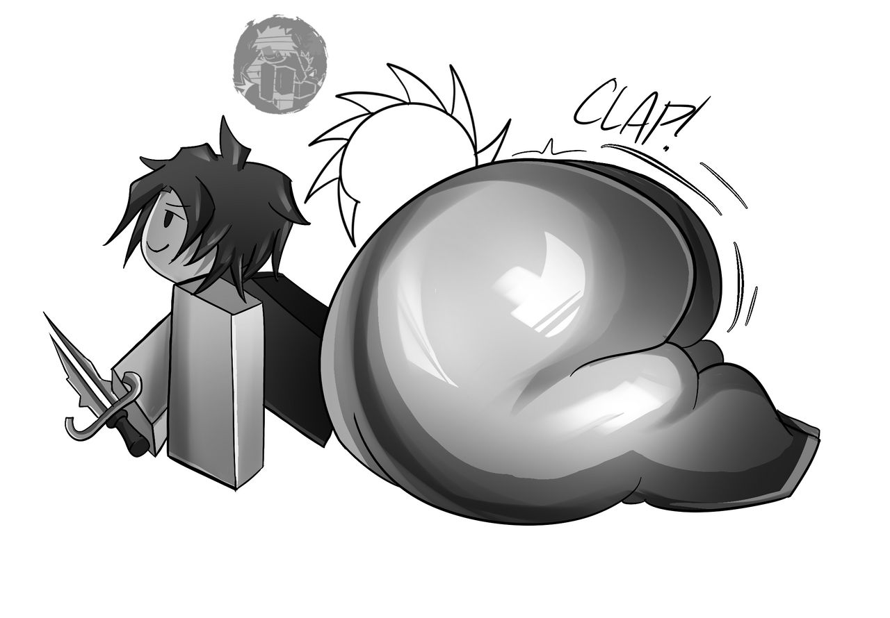1boy, artist request, ass, ass clapping, big ass, big butt, black eyes, black hair, blocky body, bubble ass, bubble butt, butt, crouching, fat ass, fat butt, forsaken (roblox), huge ass, huge butt, knife, male, male only, onomatopoeia, roblox, roblox game, robloxian, solo, tail, thick ass, thick butt, two time, weapon