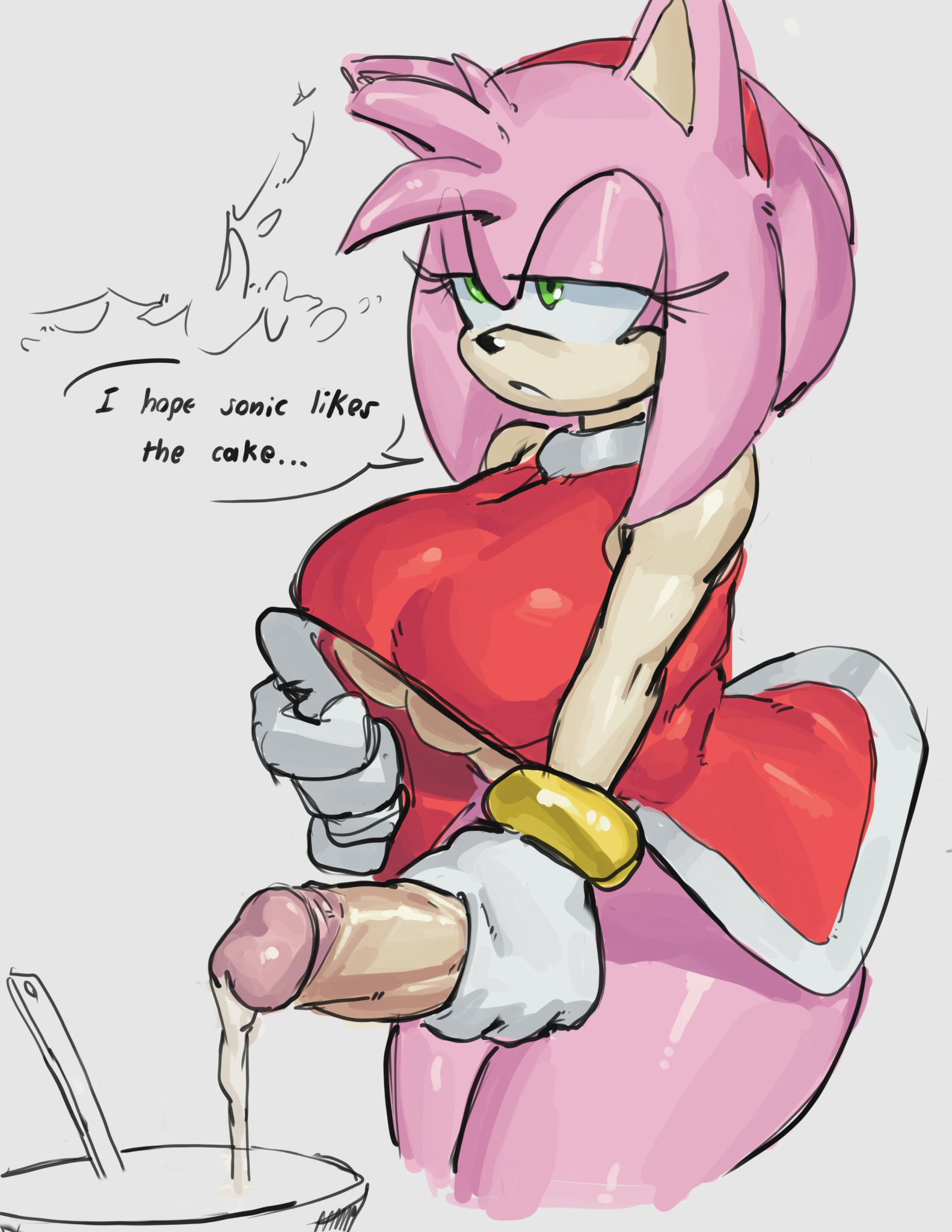 amy rose, anthro, breasts, cum, fasstart, futanari, masturbating, masturbation, sonic (series), sonic the hedgehog (series)