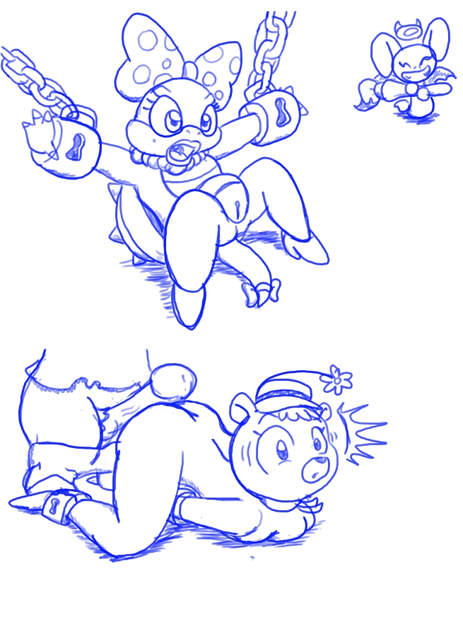 anthro bound crossover floral_rugg mario_(series) nintendo not_colored pandafox paw_rugg the_hillbilly_bears the_super_mario_bros._super_show! wendy_o._koopa white_background