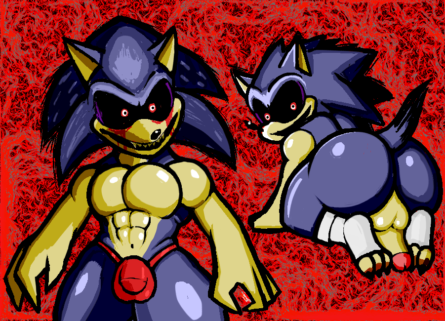 anthro ass balls big_butt blue_body blue_fur bulge clothing creepypasta digital_media_(artwork) eulipotyphlan fur gayguyfella genitals hedgehog looking_at_viewer lord_x male male_focus male_only mammal muscular muscular_anthro muscular_male nude pecs penis red_eyes sega simple_background smile solo sonic.exe sonic.exe_(creepypasta) sonic.exe_(series) sonic_(series) sonic_the_hedgehog_(series) traced underwear