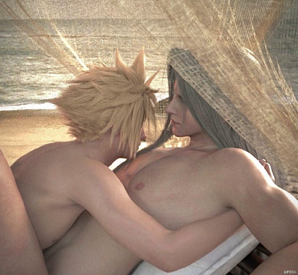 2boys 3d blonde_hair cloud_strife embrace femboy feminine_male final_fantasy final_fantasy_vii gay hug light-skinned_male light_skin long_hair looking_at_another looking_at_partner male male/male naked nude on_top one_leg_up pzoiii sephiroth silver_hair spiky_hair square_enix tagme tender toned toned_male yaoi