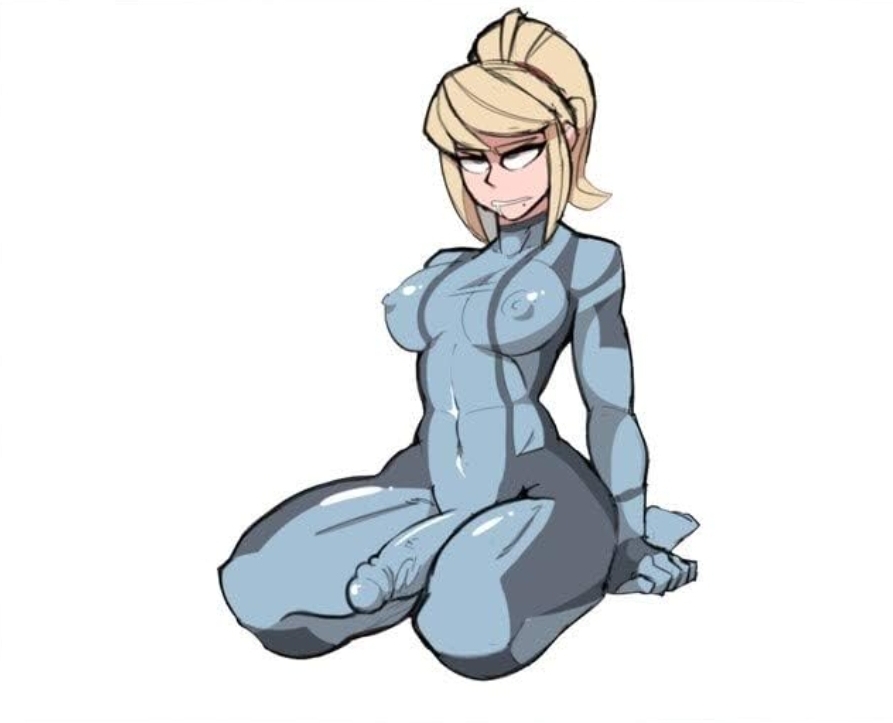 1futa angry blonde_hair clothing erection_under_clothes futa_only futanari genitalwear human intersex kneeling latex latex_bodysuit latex_breasts latex_clothing latex_futa latex_gloves latex_legwear latex_nipples latex_skin latex_skinsuit latex_suit latex_thighhighs metroid pale_skin ragingbarbarians samus_aran solo_focus zero_suit_samus