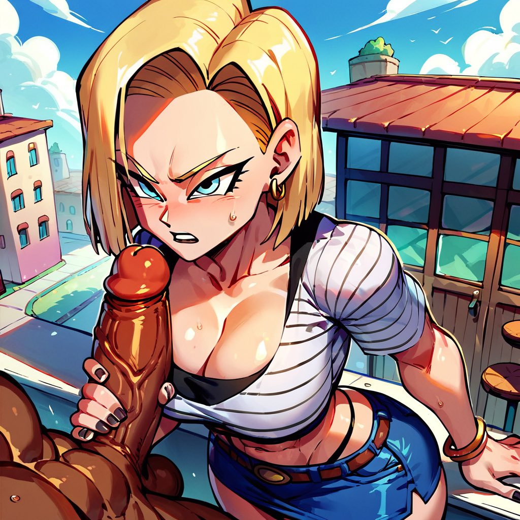 1girls, ai generated, android 18, ass, blonde, blonde female, blonde hair, blonde-haired female, blue eyes, blue-eyed female, breasts, cameltoe, cleavage, curvy, dark skin, dark-skinned male, dragon ball, erect nipples, female, huge areolae, huge ass, huge breasts, interracial, male, nai diffusion, nipples, puffy nipples, pussy, short hair, short-haired female, splashthomson, stable diffusion, thick lips, voluptuous, wide hips, yellow hair