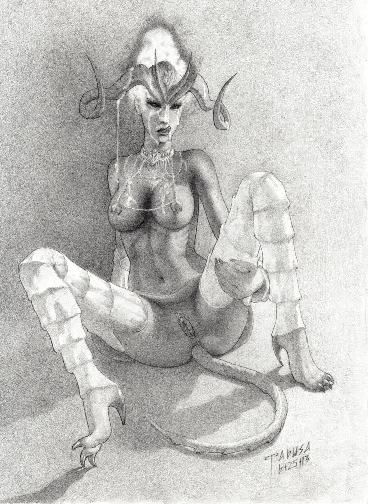 abs barefoot bioware breasts claws cleavage cum cum_drip cum_on_breasts cum_on_face cum_on_nose cum_on_shoulder cum_string demon demon_girl desire_demon dragon_age feet female female_only horns large_breasts licking licking_lips monochrome navel presenting presenting_hindquarters pussy sitting solo spread_legs sticky succubus tabusa tail talons toe_claws tongue tongue_out uncensored vagina video_games