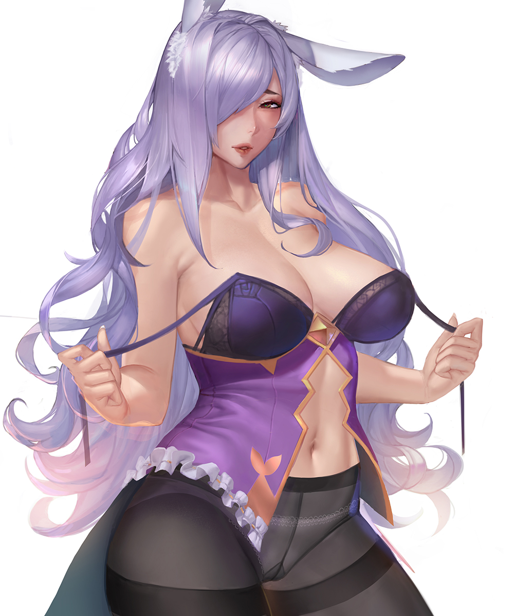 big breasts, bra, breasts, bunny ears, camilla (fire emblem), cleavage, female, female only, fire emblem, fire emblem fates, fire emblem heroes, gtunver, hair over one eye, large breasts, looking at viewer, pantyhose, solo