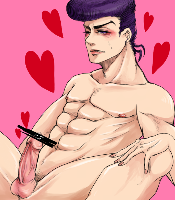 diamond_is_unbreakable jojo's_bizarre_adventure josuke_higashikata male male_only osatou penis pink_background tagme